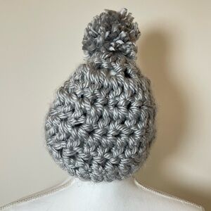 Hand-Crocheted Thick Yarn Beanie — Steel Light Gray‎ ❄️🩶